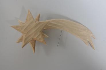 Geschnitzter Holzkomet natur mit LED 