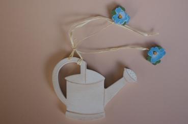 Giesskanne weiß mit Vergissmeinnicht 