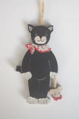 Schwarzer Kater mit Maus 