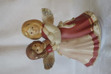 Spieldose mit 2 Engeln rot-rosa 