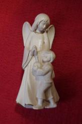 Schutzengel mit Junge, gewachst mit Goldrand 