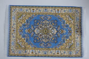 Großer Orientteppich blau goldfarben 