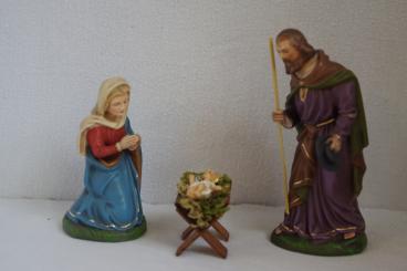 Heilige Familie 3tlg., Holzkrippe 