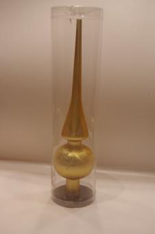 Baumspitze Glas, gold matt mit Sterndekor 
