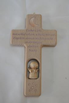 Kinderkreuz mit Gebet und  champagnerfarbenem Engel 