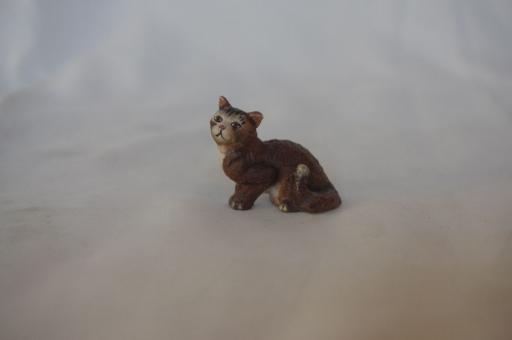 Katze braun schauend ca 2,3 cm für Krippenfiguren Größe 14 cm Holz bemalt AM97 